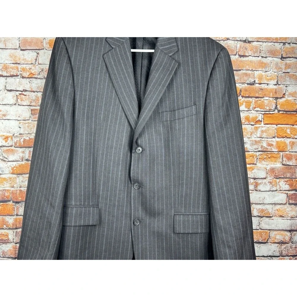 Michael Kors Marshall Fields Black Striped 3-Button Sports Suit Jacket 41 Reg